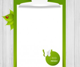 Eco notepad with wooden background vector