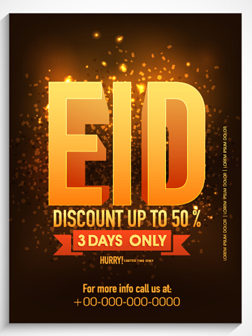 Eid special offer sale flyer vector set 01