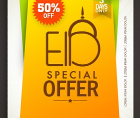 Eid special offer sale flyer vector set 03