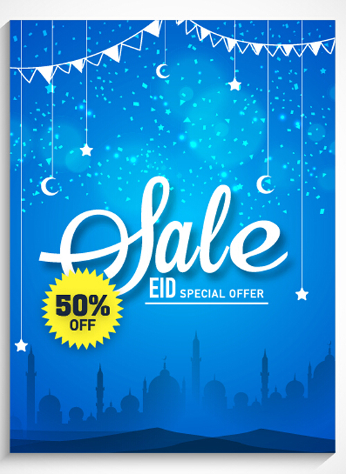 Eid special offer sale flyer vector set 07