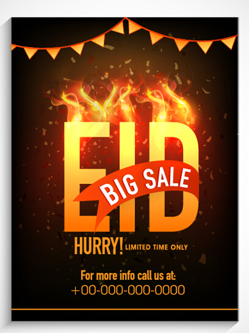 Eid special offer sale flyer vector set 09