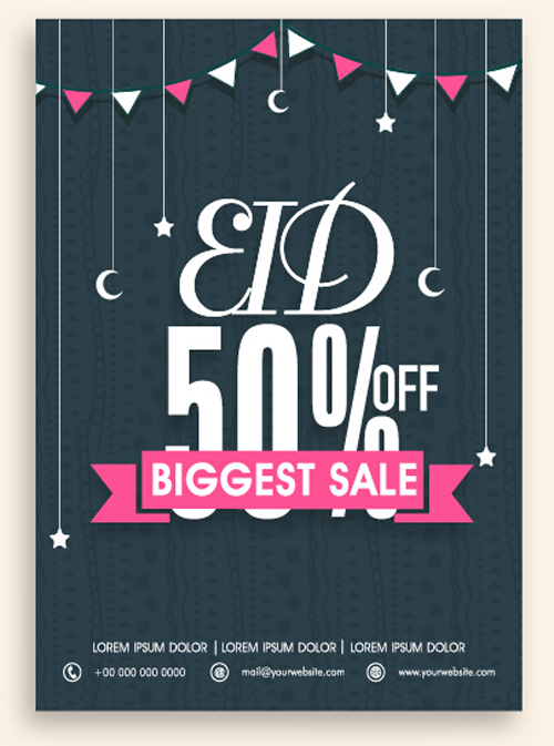 Eid special offer sale flyer vector set 10