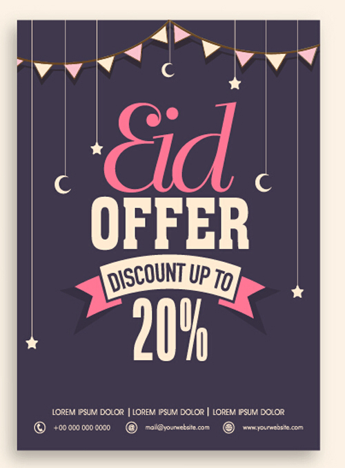 Eid special offer sale flyer vector set 11