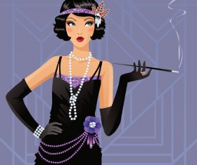 Elegant and gorgeous woman vector material 02