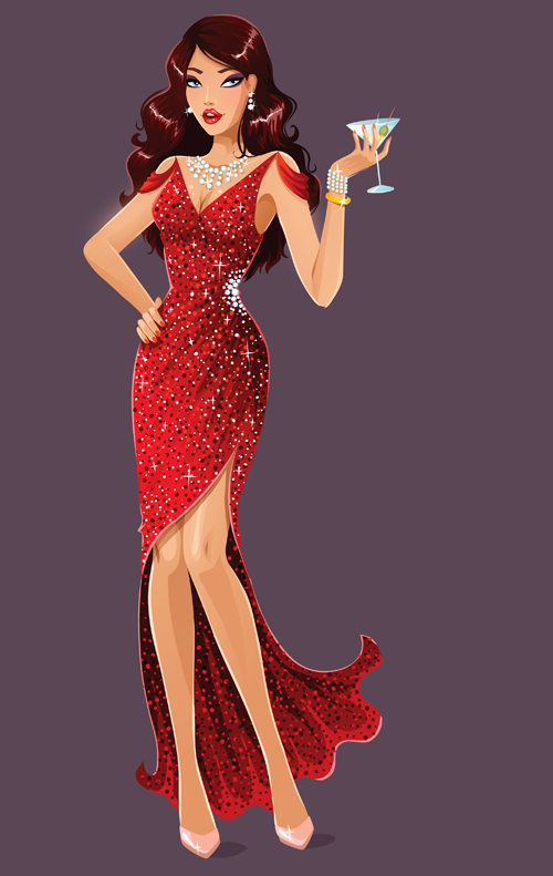 Elegant and gorgeous woman vector material 04
