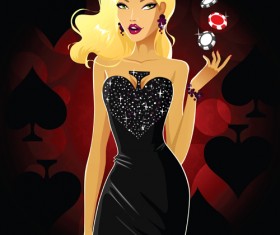 Elegant and gorgeous woman vector material 05