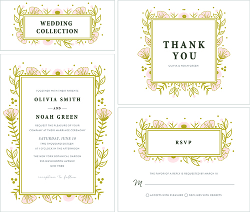 Elegant wedding invitations creative vector material 01