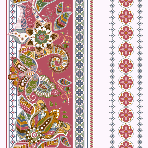 Ethnic floral borders pattern vector 01