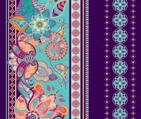 Ethnic floral borders pattern vector 02