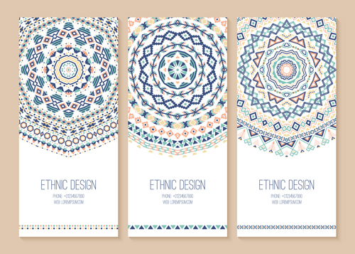 Ethnic pattern cards design vectors 01