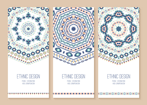 Ethnic pattern cards design vectors 02