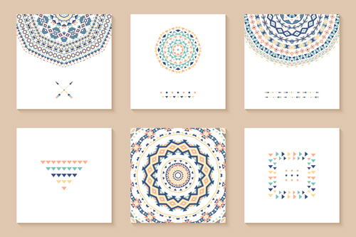 Ethnic pattern cards design vectors 03