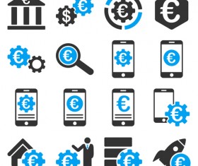 Euro and financial business Icons vector set 03