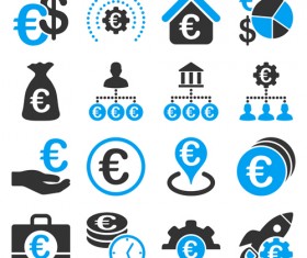 Euro and financial business Icons vector set 05