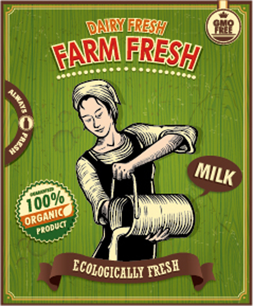 Farm fresh food poster vintage vector 02