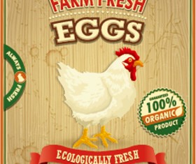 Farm fresh food poster vintage vector 03