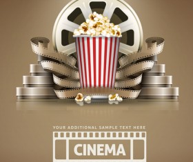 Film with popcorn cinema poster vector 01