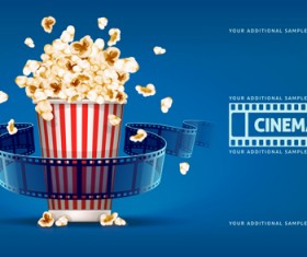 Film with popcorn cinema poster vector 02