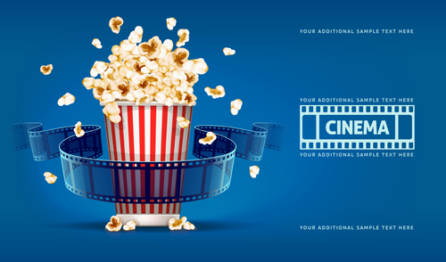 Film with popcorn cinema poster vector 02