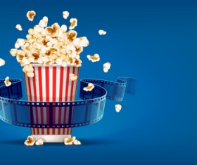 Film with popcorn cinema poster vector 04
