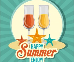 Flat styles summer holiday vintage background vector 01