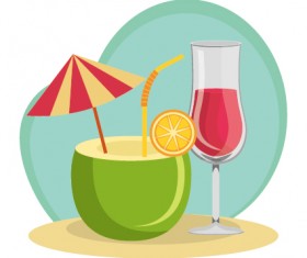 Flat styles summer holiday vintage background vector 02