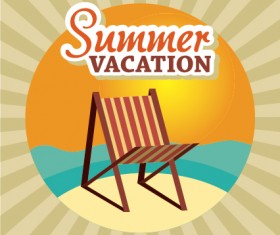 Flat styles summer holiday vintage background vector 03