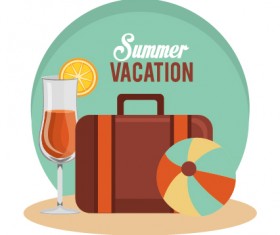 Flat styles summer holiday vintage background vector 05