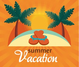 Flat styles summer holiday vintage background vector 06