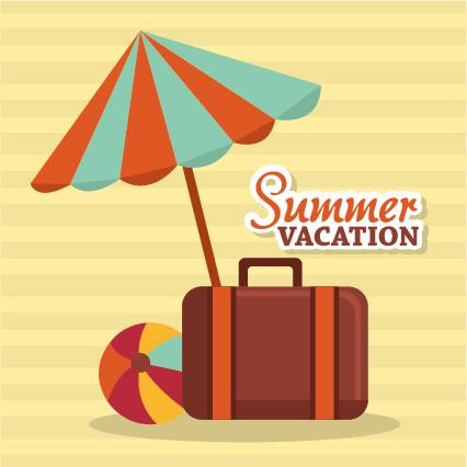 Flat styles summer holiday vintage background vector 07