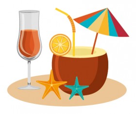 Flat styles summer holiday vintage background vector 10