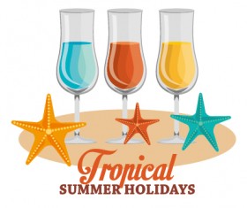 Flat styles summer holiday vintage background vector 14