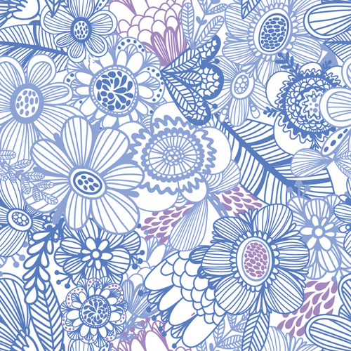 Floral gentle pattern hand drawn vector 01