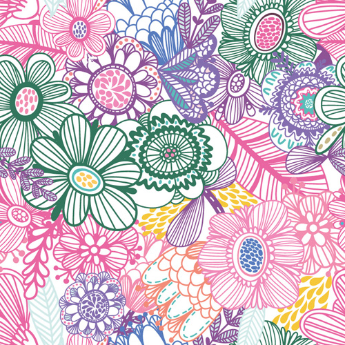 Floral gentle pattern hand drawn vector 02
