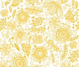 Floral gentle pattern hand drawn vector 03