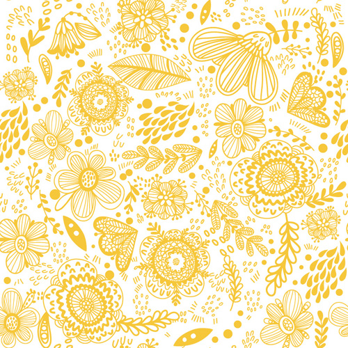 Floral gentle pattern hand drawn vector 03