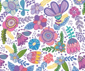 Floral gentle pattern hand drawn vector 05