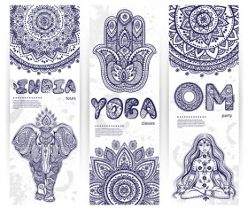 Floral ornaments pattern cards vector material 02