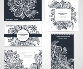 Floral ornaments pattern cards vector material 05