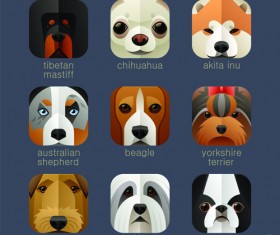 Funny animal icons flat style vector 03