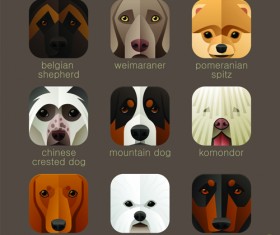 Funny animal icons flat style vector 04
