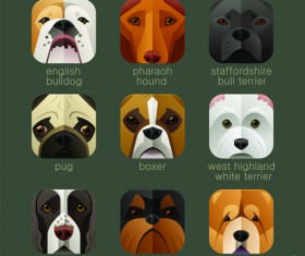 Funny animal icons flat style vector 05