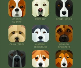 Funny animal icons flat style vector 06