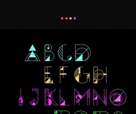 Funny colored alphabet font vector material