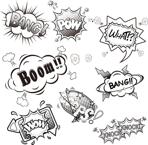 Funny speech bubbles comic styles vectors 02