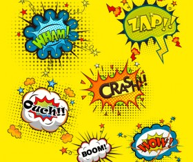 Funny speech bubbles comic styles vectors 04