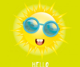 Funny sun cartoon summer vector background 02