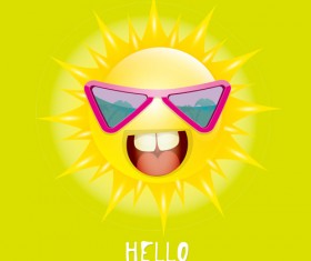 Funny sun cartoon summer vector background 03
