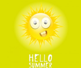 Funny sun cartoon summer vector background 04