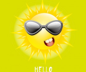 Funny sun cartoon summer vector background 05